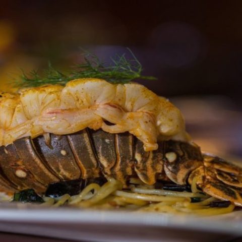 Close-up of a delicious dinner served onboard the Jolly Roger, enhancing the pirate-themed adventure in Cancun.